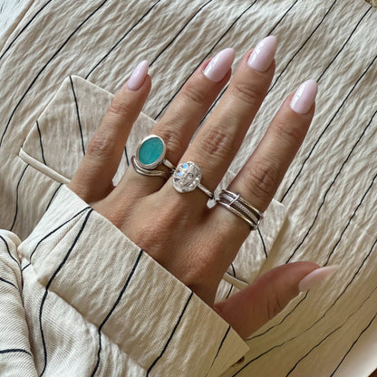 Moonstone Ring - Goddess - sterling silver detail