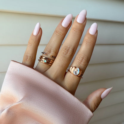 Labradorite Ring - Luna - rose gold worn