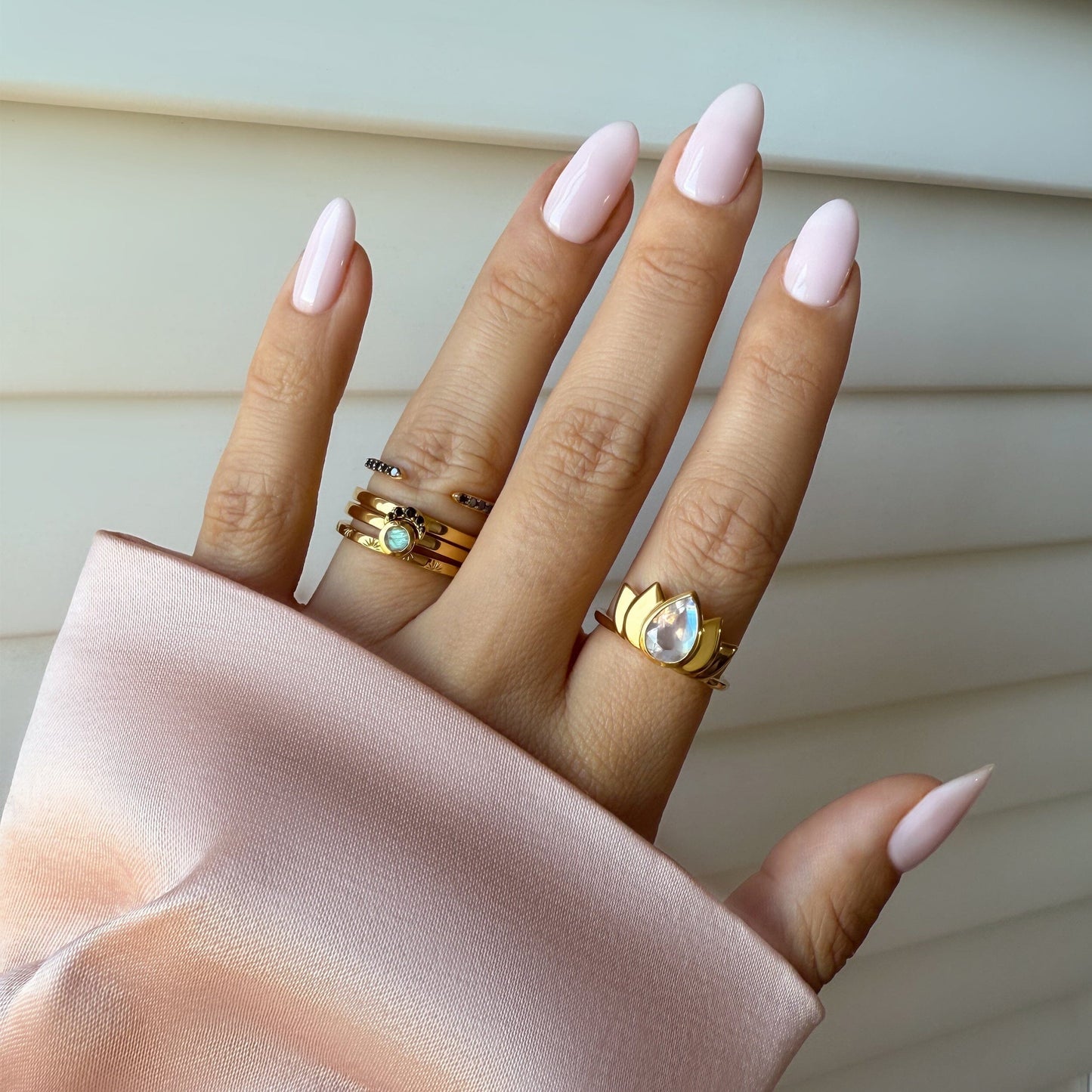 Labradorite Ring - Luna - gold worn
