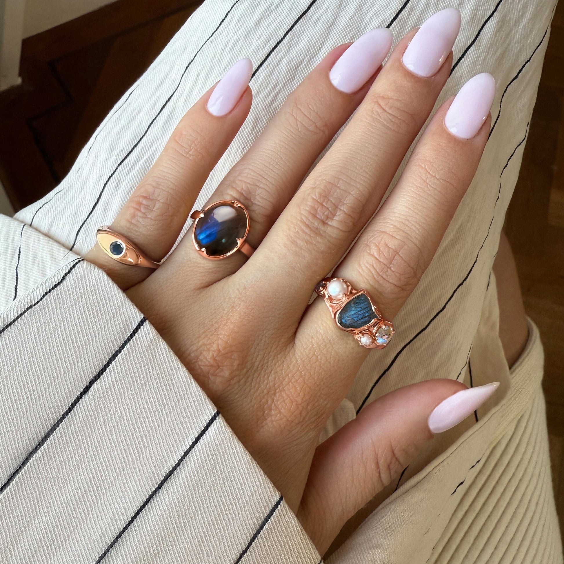 Labradorite Pearl Ring - Heirloom - Rose Gold lifestyle