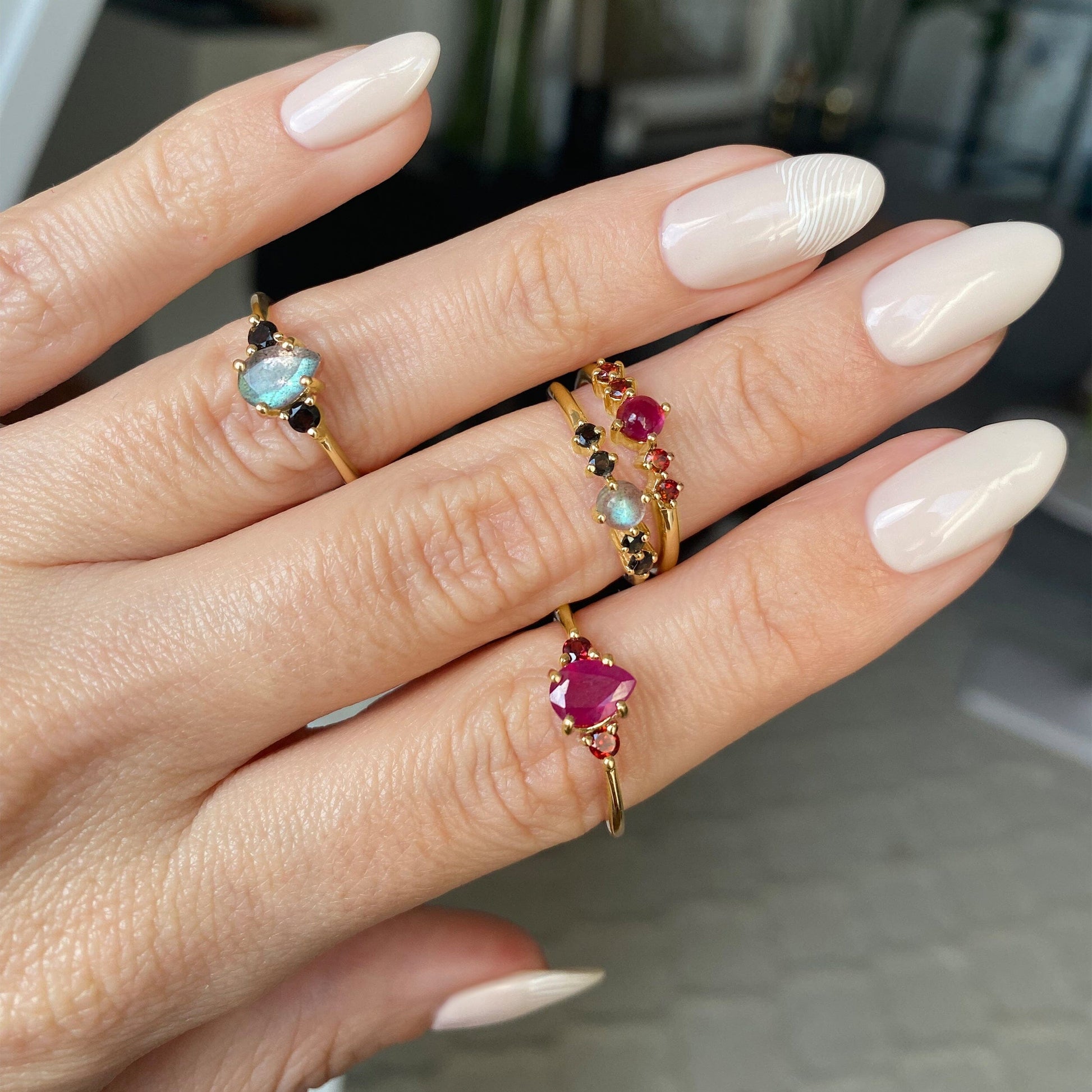 Ruby Garnet Ring - Lania - yellow gold lifestyle