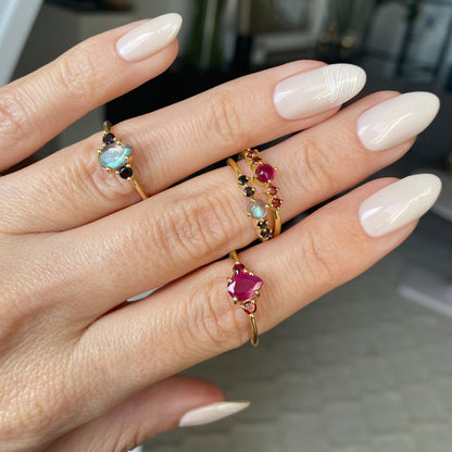 Ruby Garnet Ring - Lania - yellow gold lifestyle