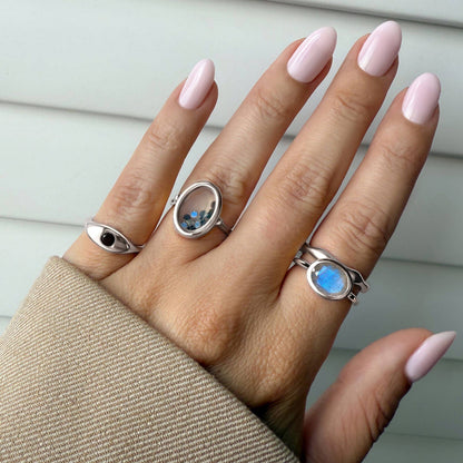 Halo of Calm Ring - worn silver