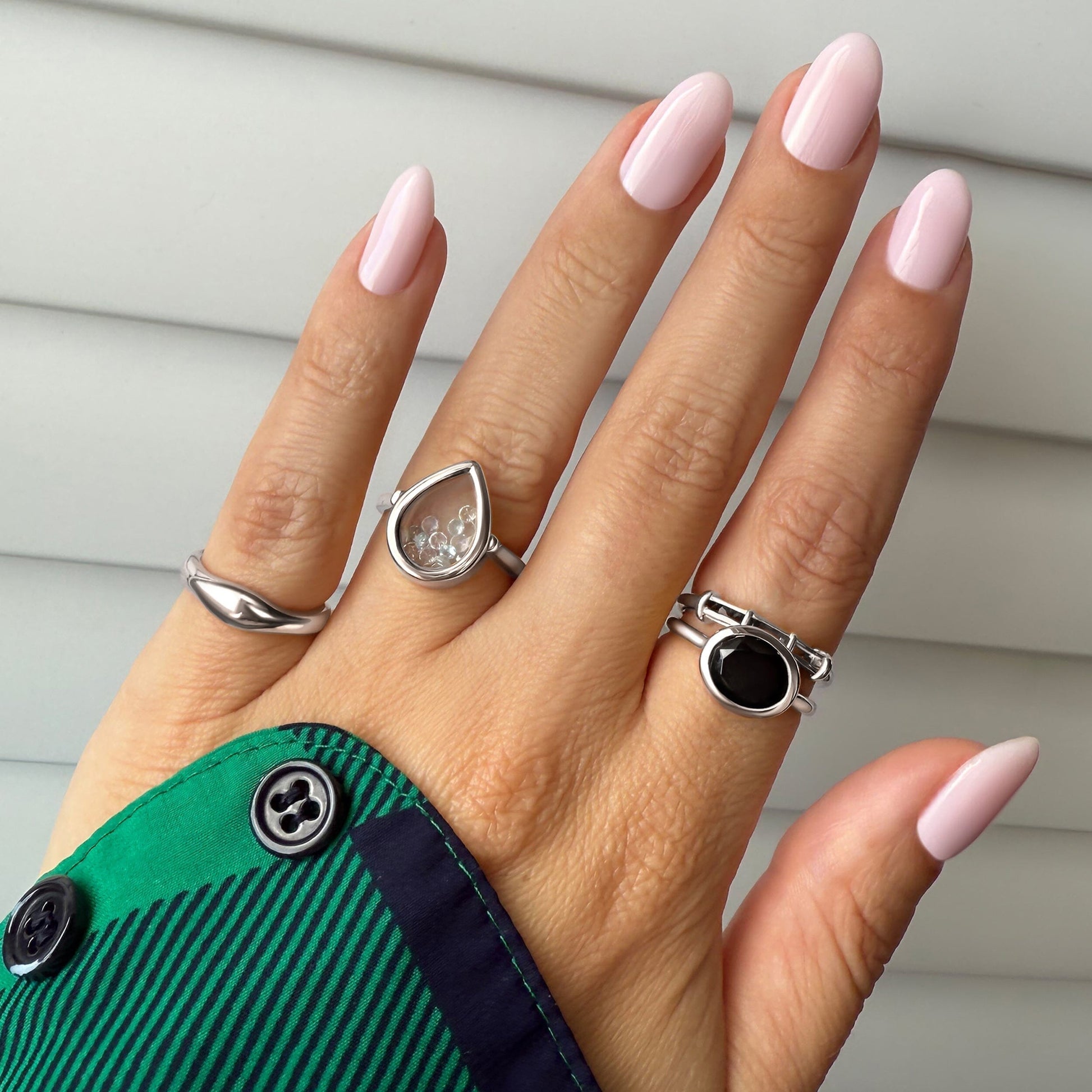 Moonstone Aquamarine Ring - Gem Glide - sterling silver detail