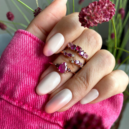 Ruby Garnet Ring - Lania - rose gold worn
