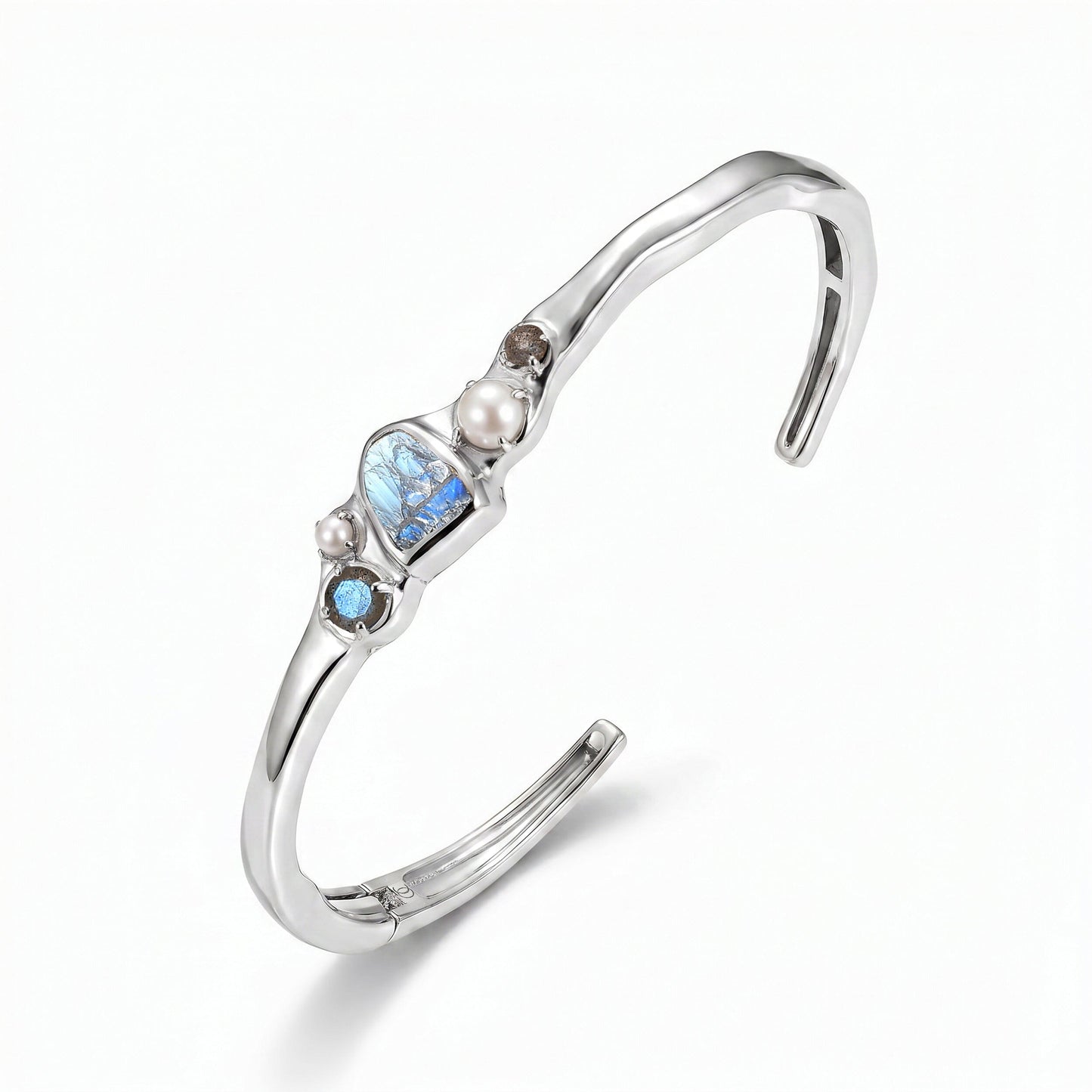 Labradorite Pearl Cuff - Heirloom - LABR-BSIL-WB-PEARL-17-SH