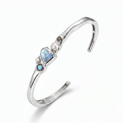 Labradorite Pearl Cuff - Heirloom - LABR-BSIL-WB-PEARL-17-SH