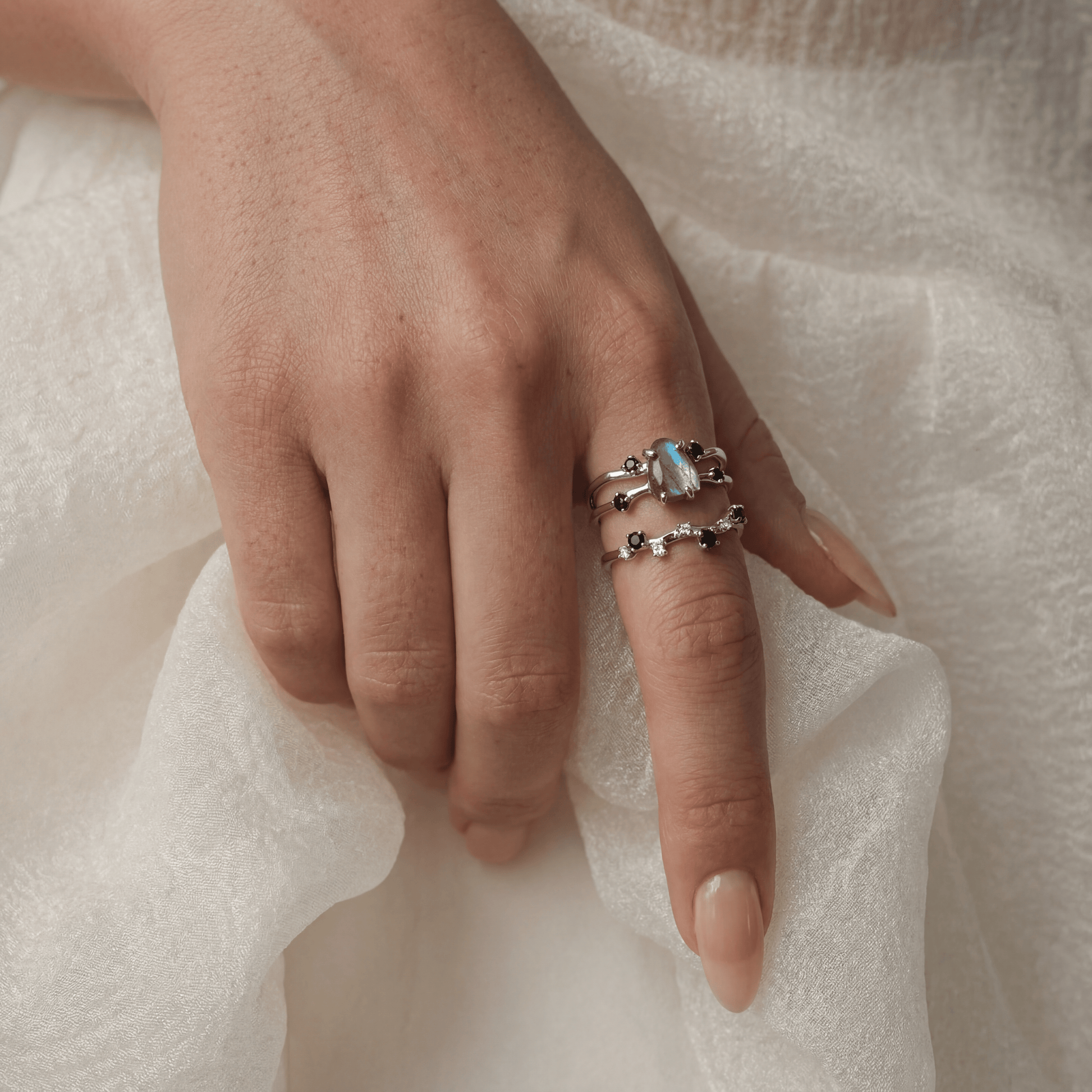 Labradorite Flow & Stardust Rings