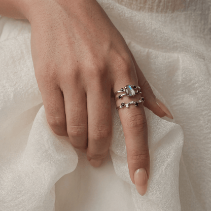 Labradorite Flow & Stardust Rings
