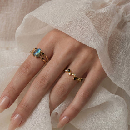 Labradorite Flow & Stardust Rings