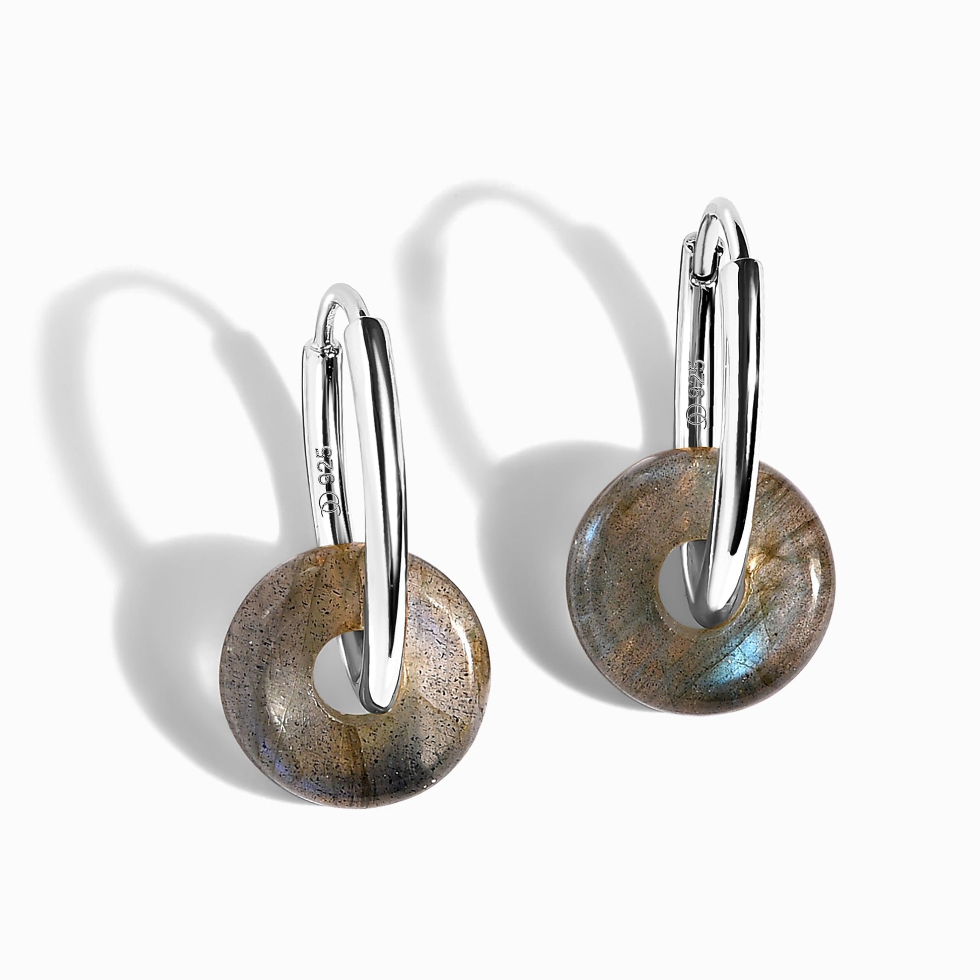 Labradorite Earrings - Circle Hoops - LABR-GOLD-WE-DONUT-1_SIL
