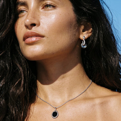 Labradorite Earrings - Serpent - lifestyle silver