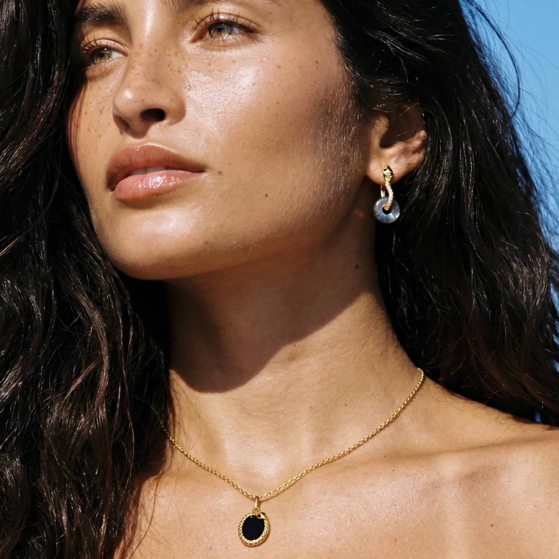 Labradorite Earrings - Serpent - lifestyle gold