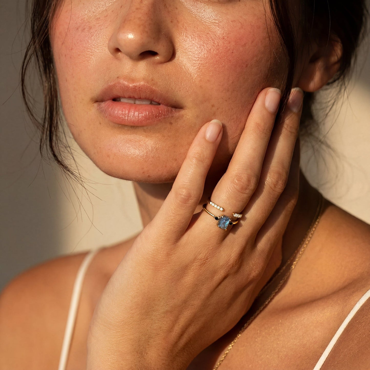 Labradorite Black Onyx Ring Petite Allure & Twinkling Rings