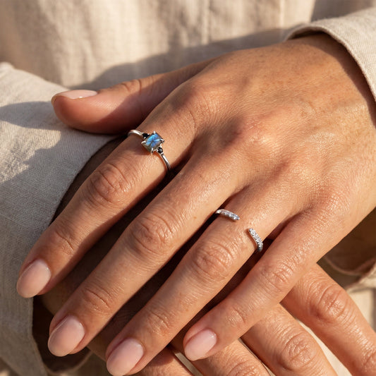 Labradorite Black Onyx Ring Petite Allure & Twinkling Rings