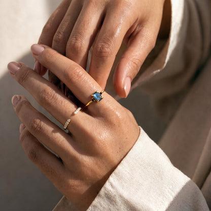 Labradorite Black Onyx Ring Petite Allure & Twinkling Rings