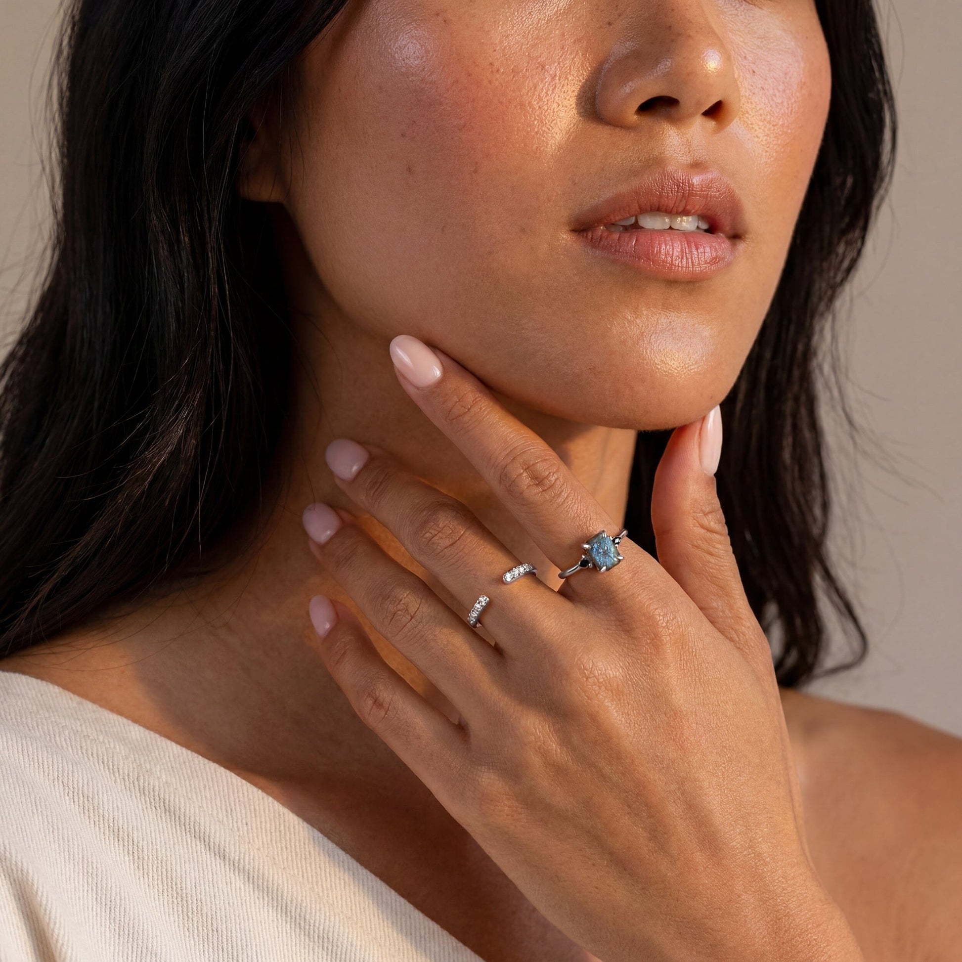 Labradorite Black Onyx Ring Petite Allure & Twinkling Rings