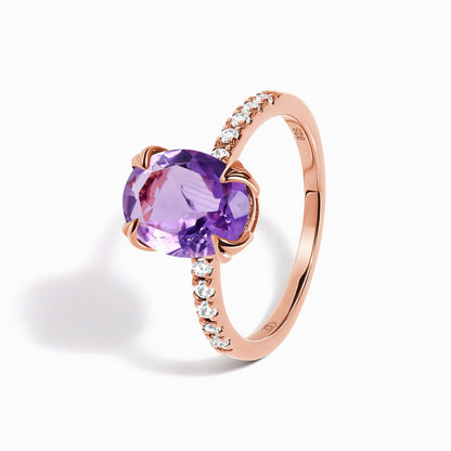 Amethyst Ring - Harlow - rose gold detail