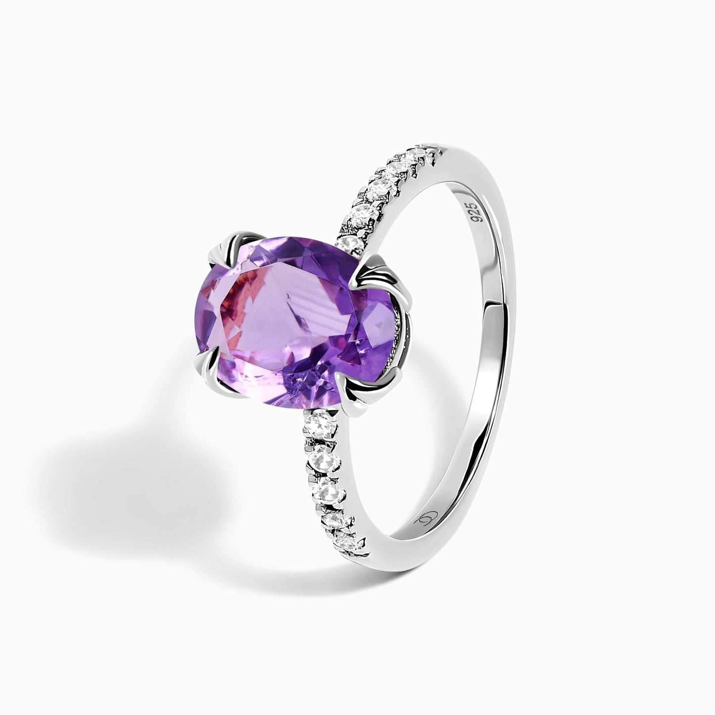 Amethyst Ring - Harlow - silver detail