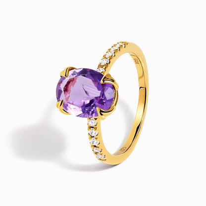 Amethyst Ring - Harlow - yellow gold detail