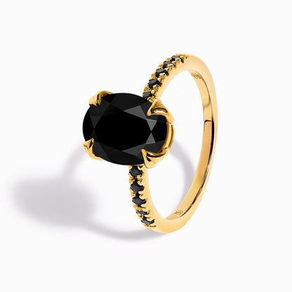 Black Obsidian Black Spinel Ring - Harlow - yellow gold angle