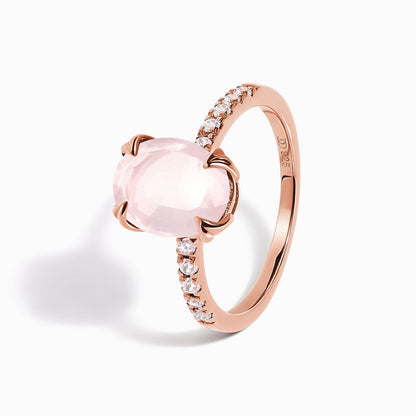 Fine Rose Quartz Lab Diamond Ring - Harlow - rose gold detail
