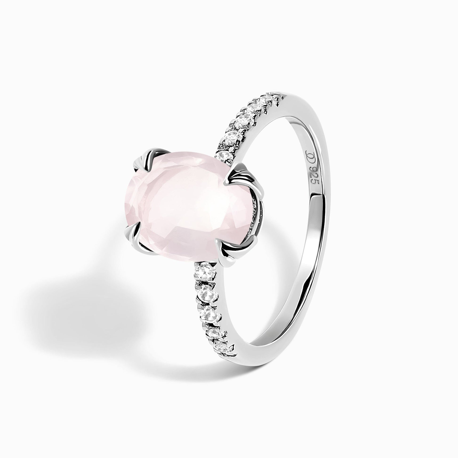 Rose Quartz Ring - Harlow - silver detail