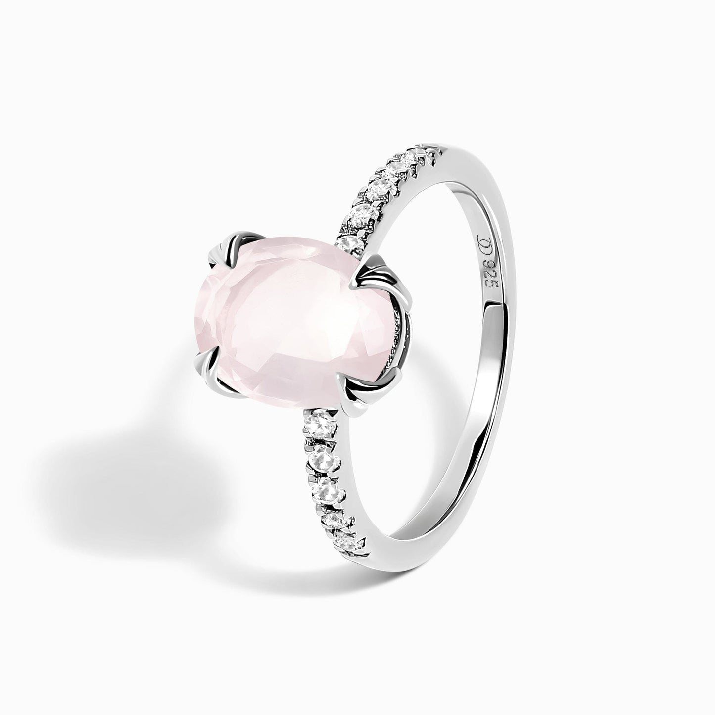Rose Quartz Harlow & Waves Rings - silver detail