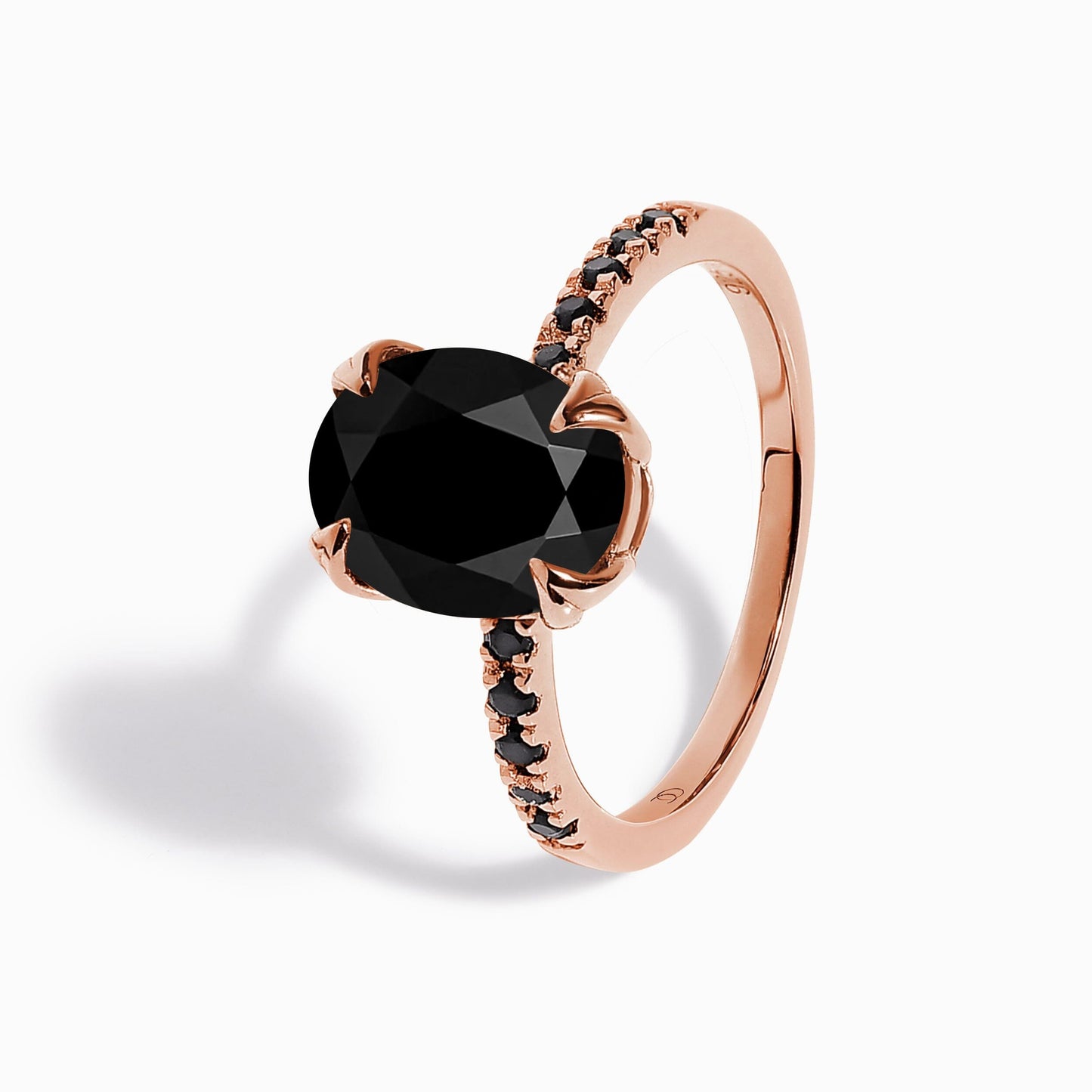 Black Obsidian Black Spinel Ring - Harlow - rose gold angle