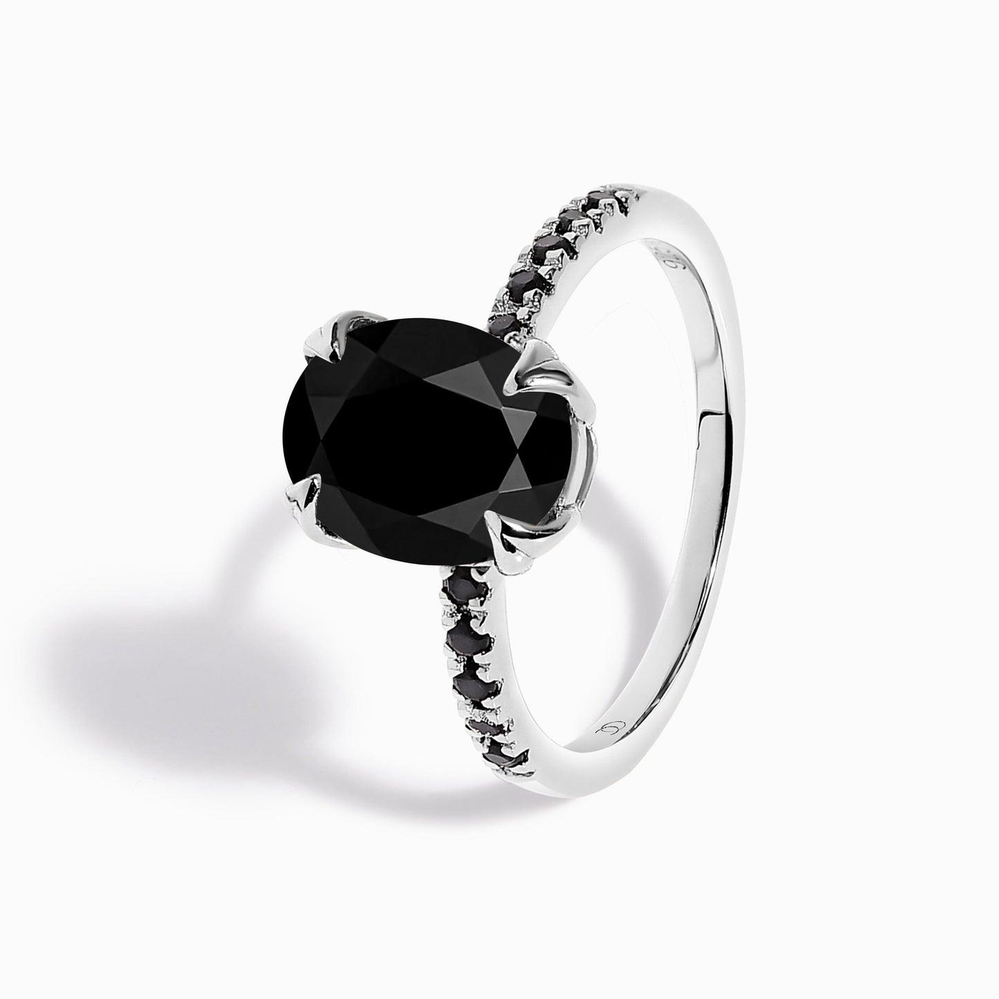 Black Obsidian Black Spinel Ring - Harlow - silver angle