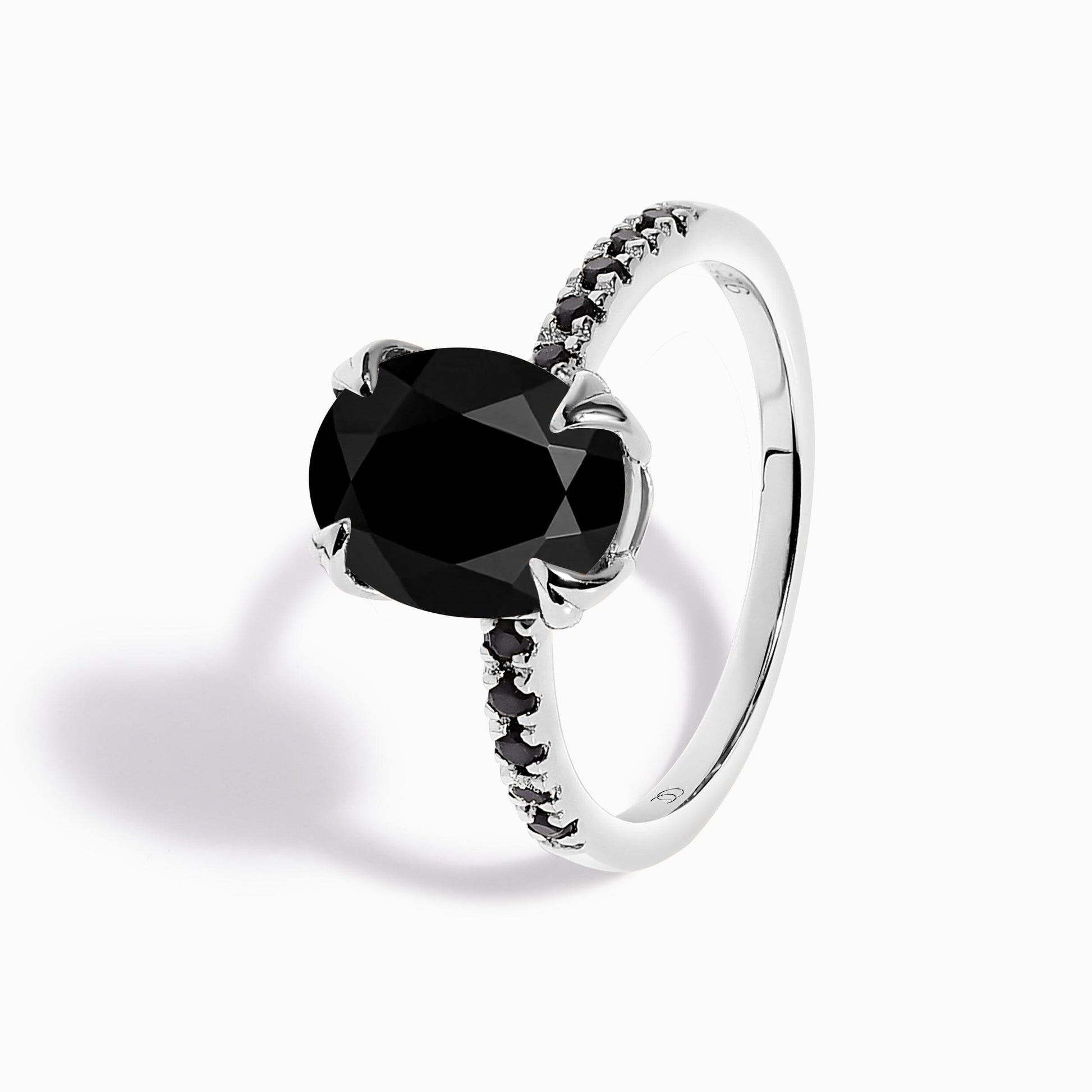 Black Obsidian Black Spinel Ring - Harlow - silver angle