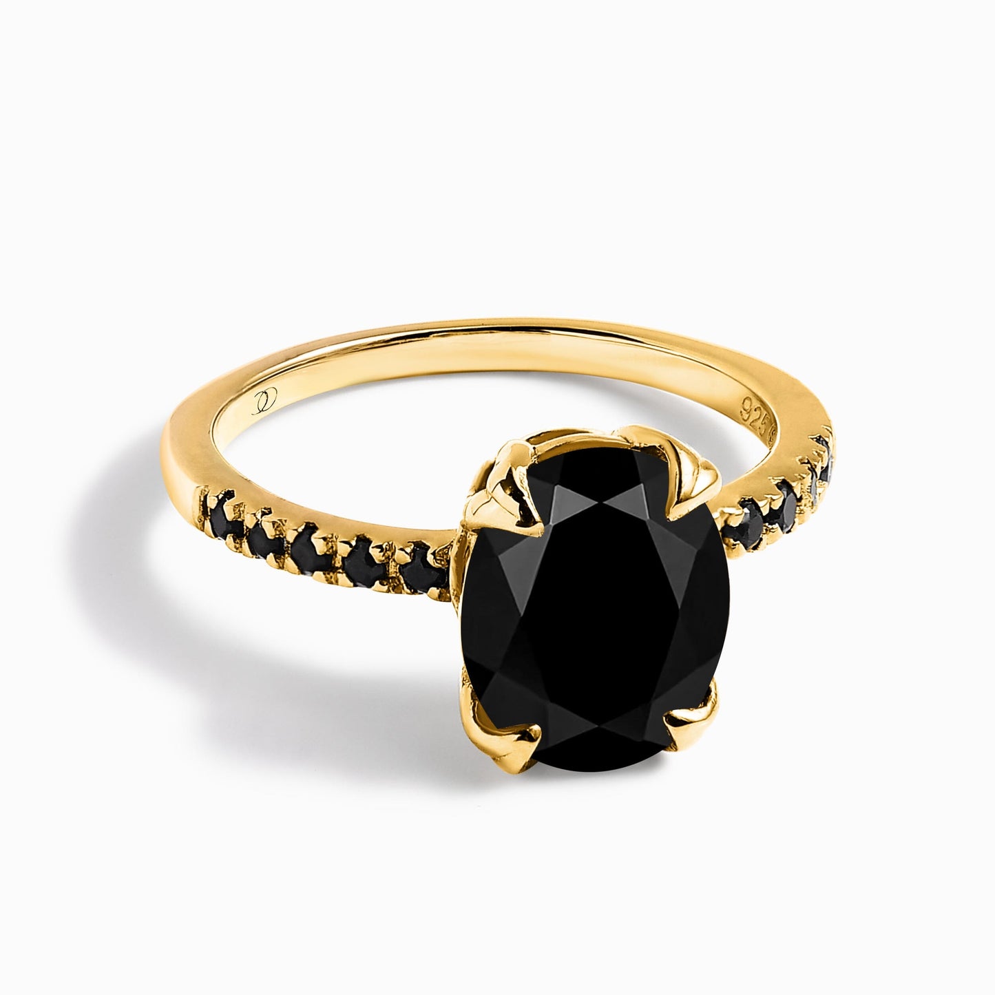 Black Obsidian Black Spinel Ring - Harlow - yellow gold