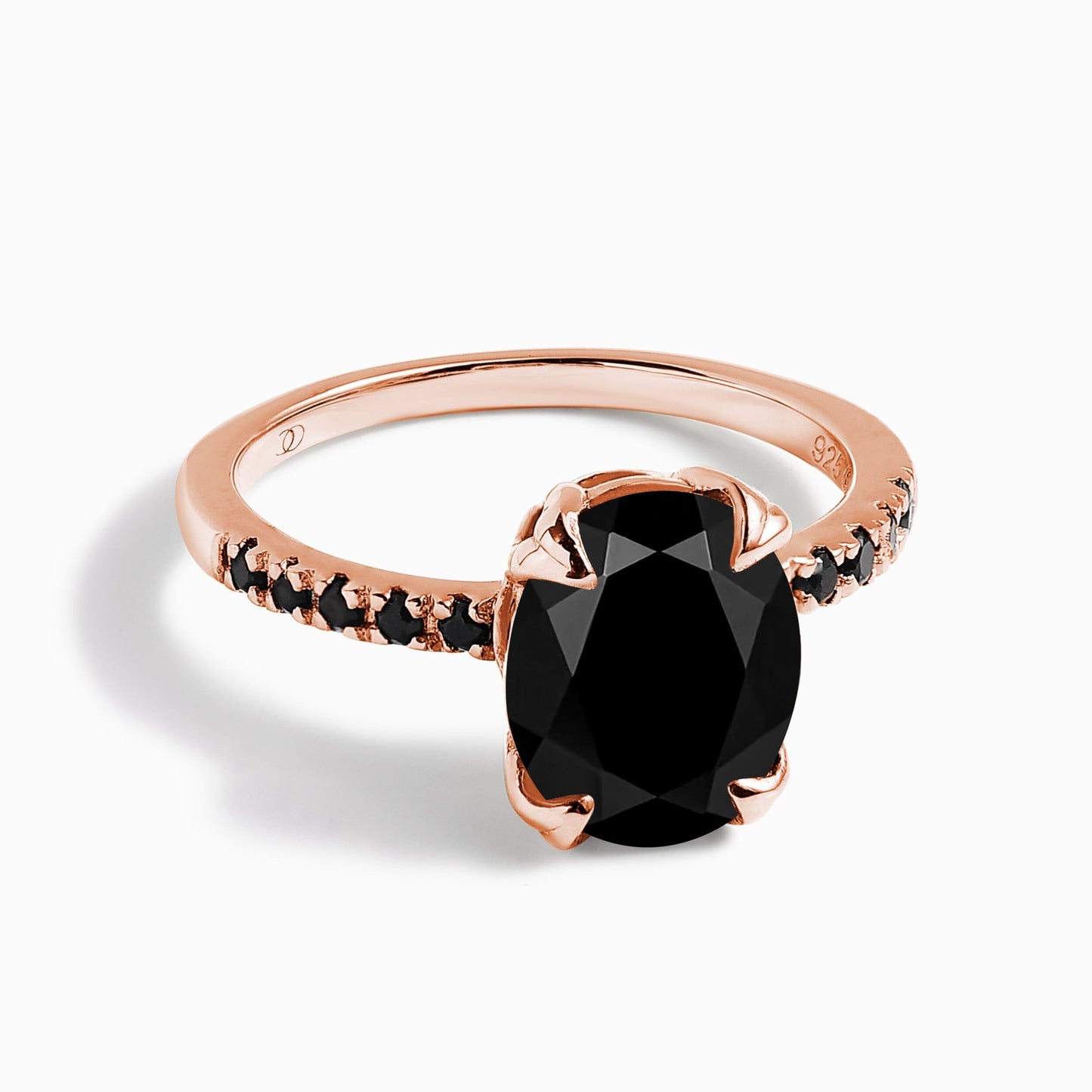 Black Obsidian Black Spinel Ring - Harlow - rose gold