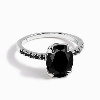 Black Obsidian Black Spinel Ring - Harlow - silver