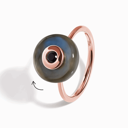 Labradorite Black Spinel Fidget Ring - Ora - LABR.BSP-GOLD-WR-DONUT-2-RG-ezgif.com-video-to-gif
