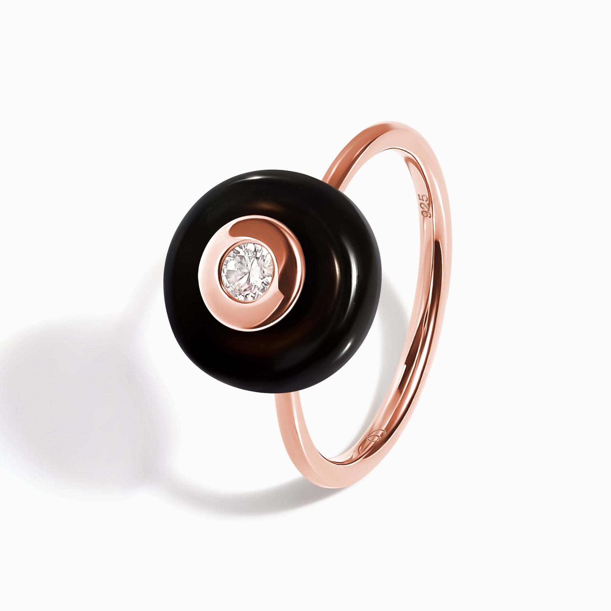Black Obsidian Fidget Ring - Ora - rose gold detail