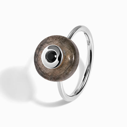 Labradorite Black Spinel Fidget Ring - Ora - LABR.BSP-GOLD-WR-DONUT-2LABSIL