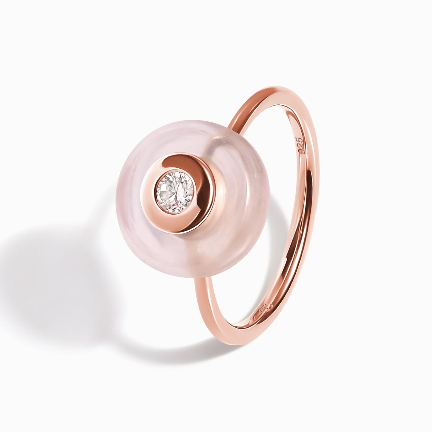 Rose Quartz Fidget Ring - Ora, rose gold studio