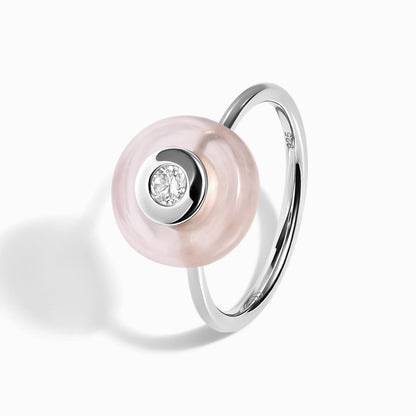 Rose Quartz Fidget Ring - Ora, silver studio