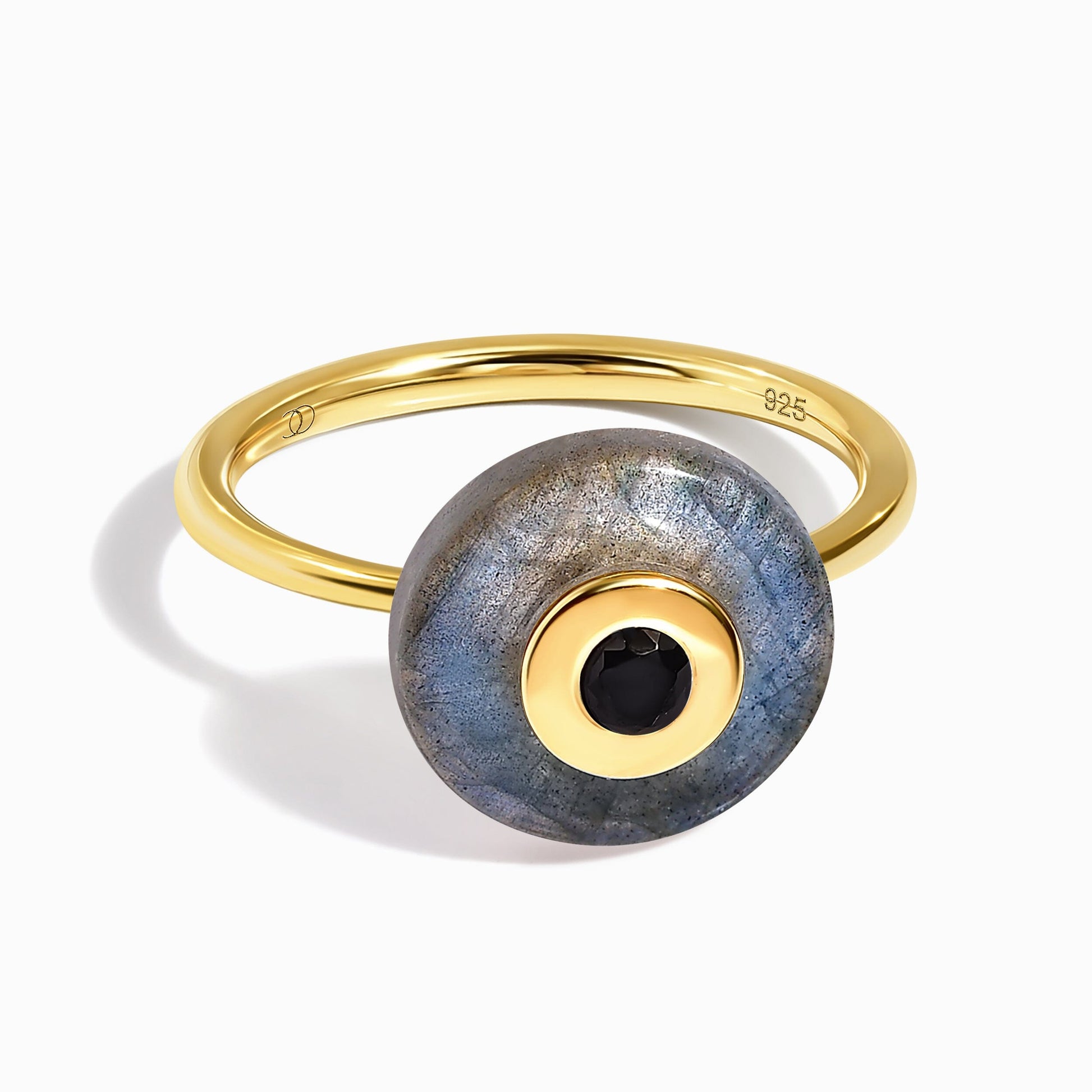 Labradorite Black Spinel Fidget Ring - Ora - LABR.BSP-GOLD-WR-DONUT-2_2_LABYG