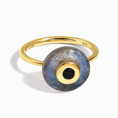 Labradorite Black Spinel Fidget Ring - Ora - LABR.BSP-GOLD-WR-DONUT-2_2_LABYG