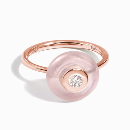 Rose Quartz Fidget Ring - Ora, rose gold angle