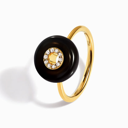 Black Obsidian Fidget Ring - Liora - yellow gold angle