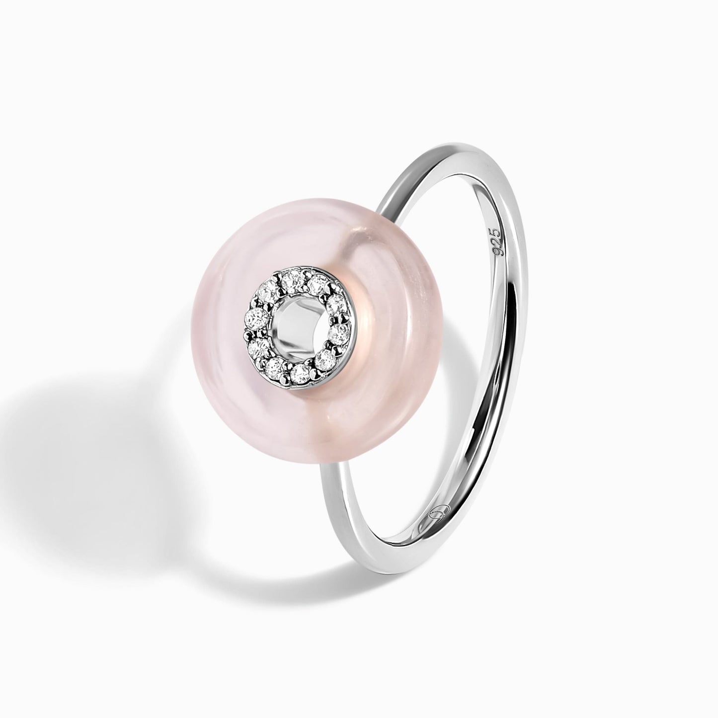 Rose Quartz Fidget Ring - Liora, silver studio