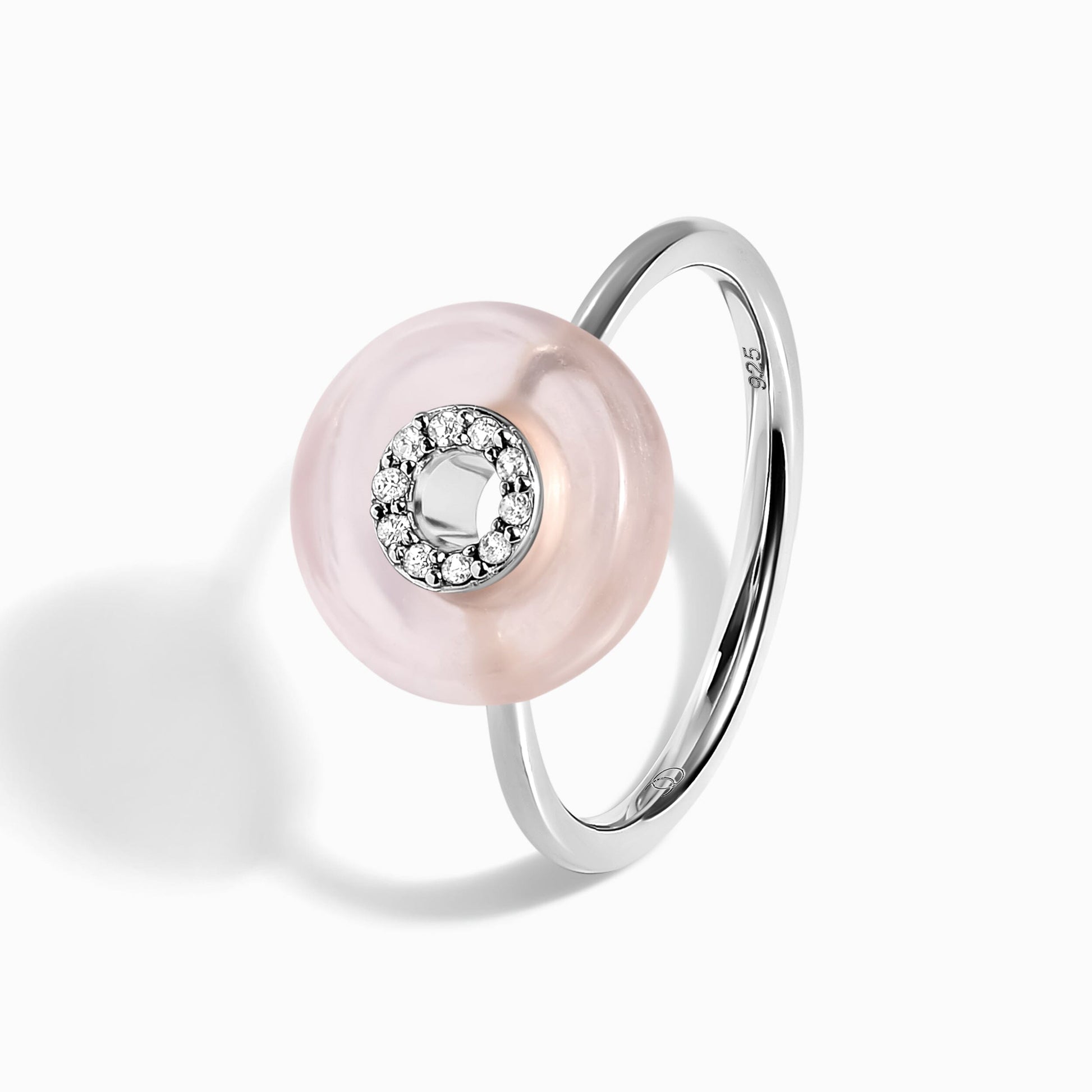 Rose Quartz Fidget Ring - Liora, silver studio