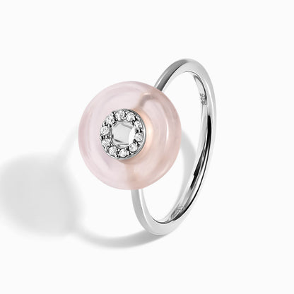 Rose Quartz Fidget Ring - Liora, silver studio