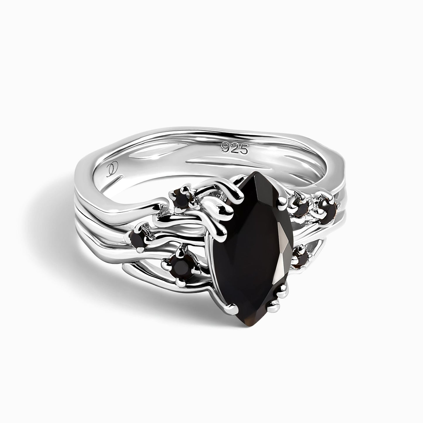 Black Obsidian Black Spinel Ring - Radiance - LABR.BSP-WR-FLOW2-24C_BOB_SIL