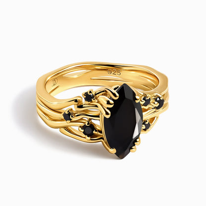 Black Obsidian Black Spinel Ring - Radiance - LABR.BSP-WR-FLOW2-24C_BOB_YG
