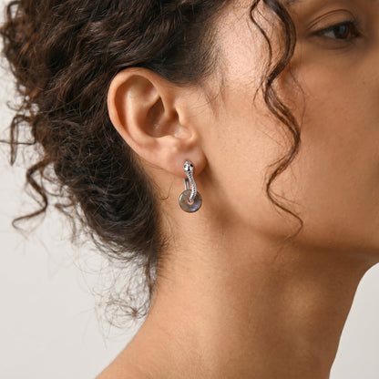 Labradorite Earrings - Serpent - silver worn