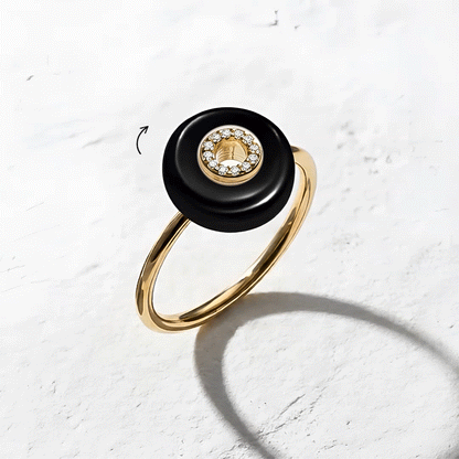 Black Obsidian Fidget Ring - Liora - spin animation
